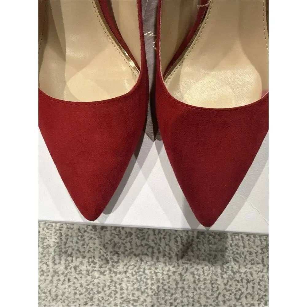 Excellent Condition Jessica Simpson Red Micro Suede Pumps Heels Shoes Size 7.5